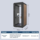 Homelements 1 Person 1x1x2.3m White & Black Wood Grain Model Mobile Soundproof Room Home Live Broadcast Room Singing Cabin Recording Studio Indoor Telephone Booth Piano Sleeping Soundproof Silent Cabin